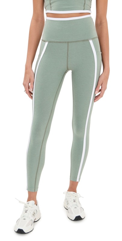 Beyond Yoga Spacedye New Moves High Waisted Midi Leggings Grey Sage/Cloud White