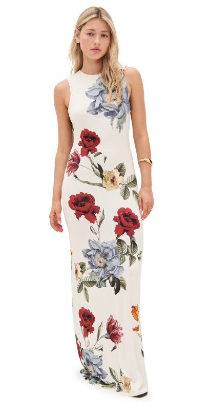alice + olivia Delora Open Back Maxi Dress Provence Floral Lg