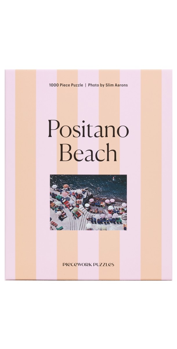 Piecework Puzzles Positano Beach Puzzle Striped Peach One Siz