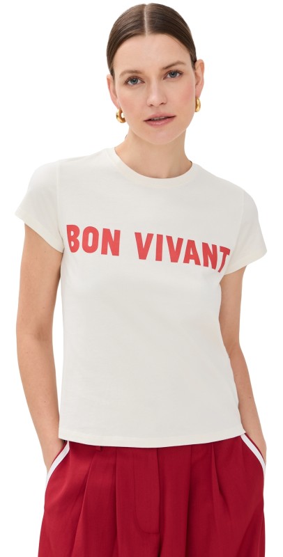 Clare V. Classic Tee Cream w/ Bright Poppy