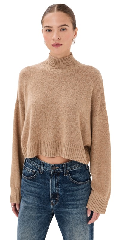 Sablyn Wells Cashmere Cropped Pullover Camel