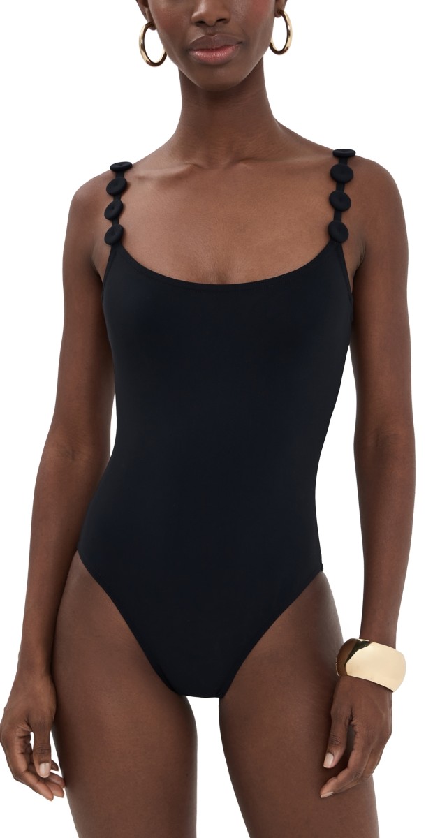Karla Colletto Sadie Lingerie Strap Tank One Piece with Silent Underwire and High Back Black