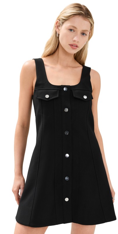 GANNI Bonded Crepe Mini Dress Black