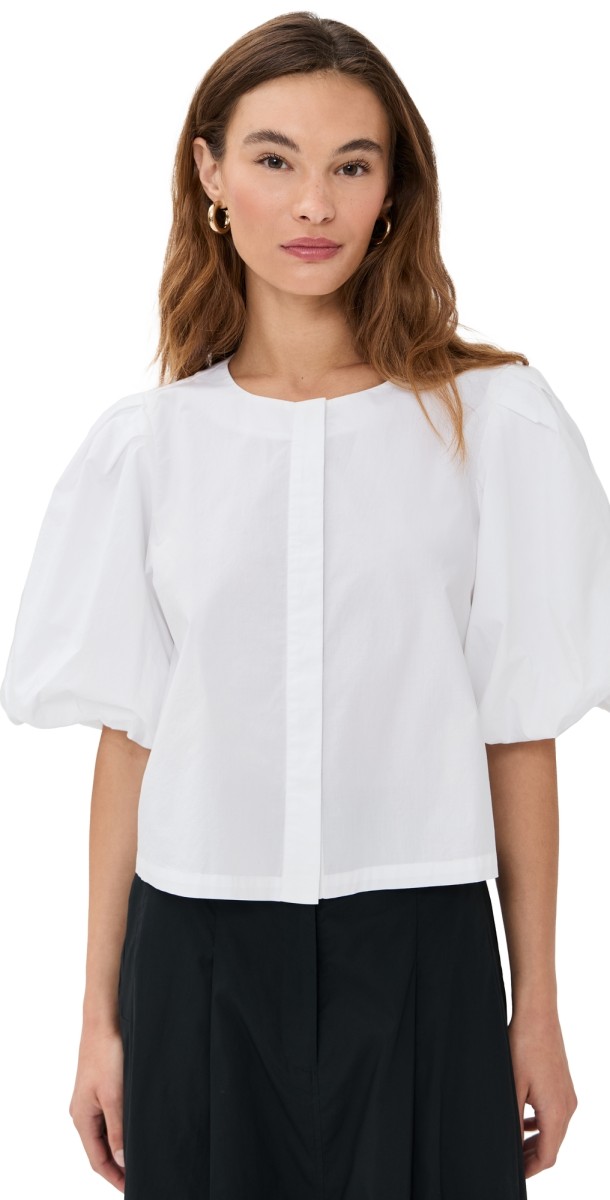 LE BOP Liza Puff Sleeve Shirt White