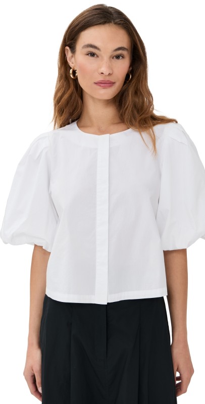 LE BOP Liza Puff Sleeve Shirt White