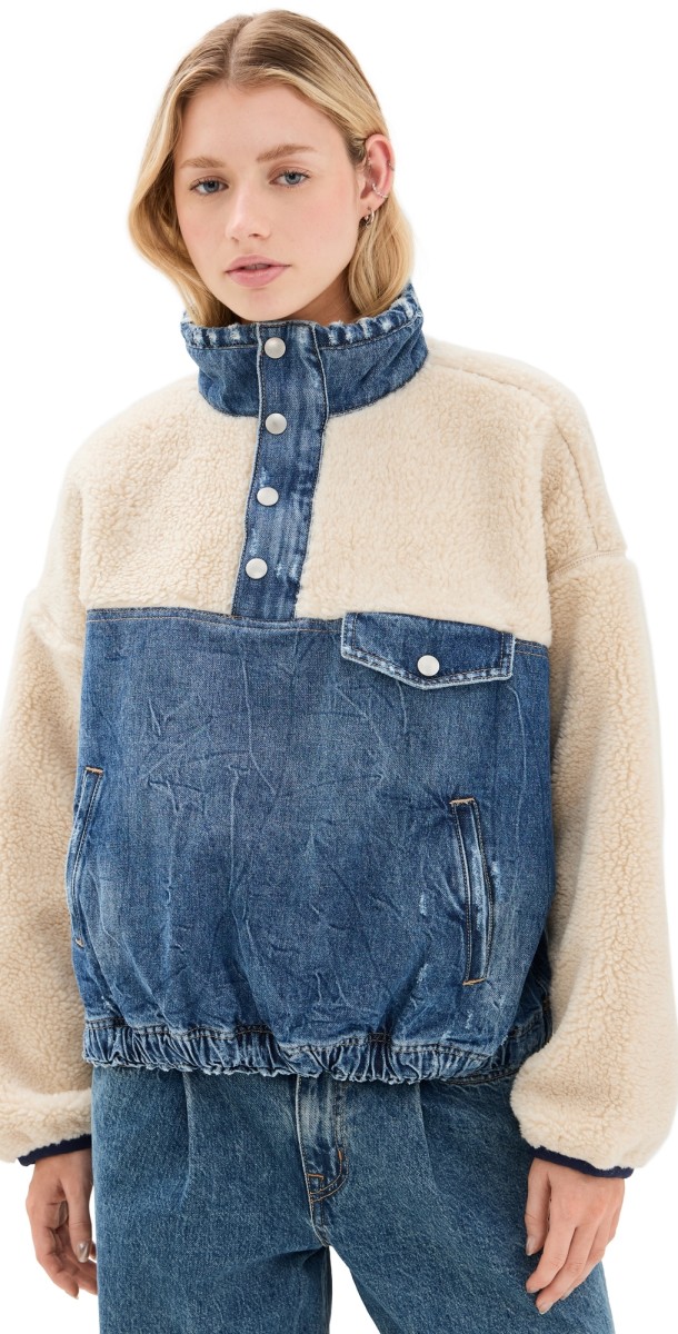 Polo Ralph Lauren 3X1 Rigid Denim Lined Pullover Blue Multi