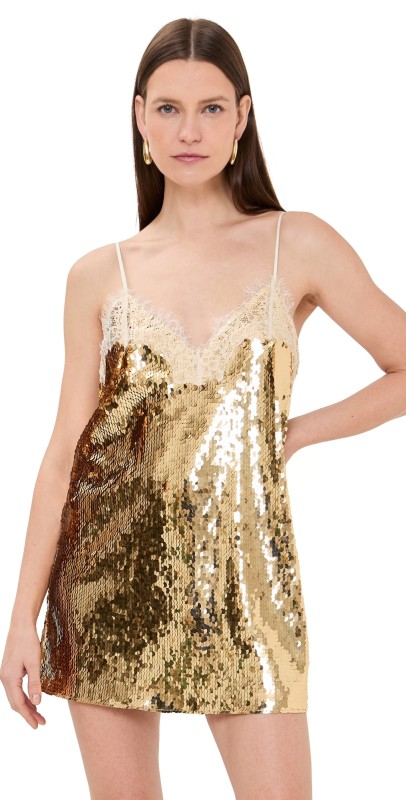 Retrofête Olive Sequin Dress Gold