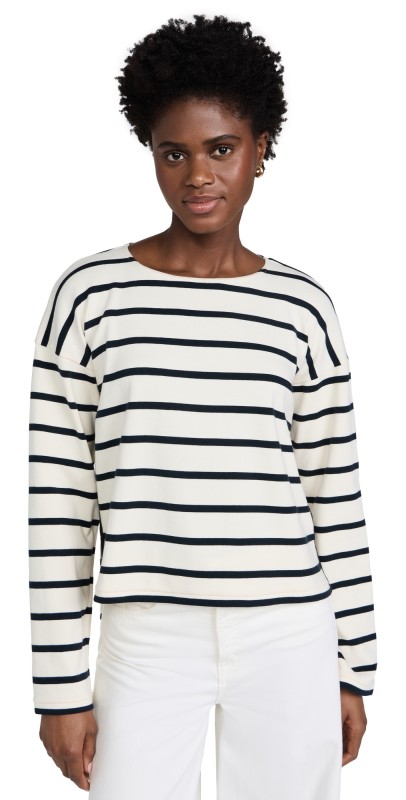 La Ligne Breton Long Sleeve Tee Ecru/Navy