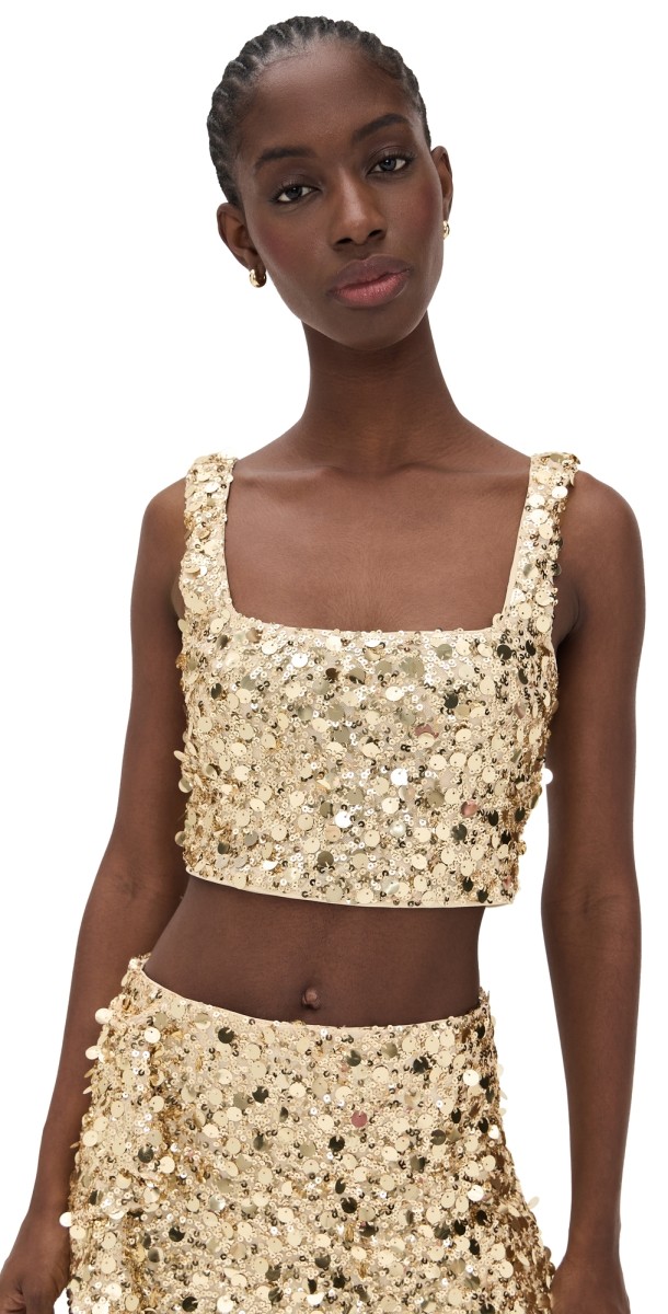 Show Me Your Mumu Mixer Top Gold Metallic Sequins
