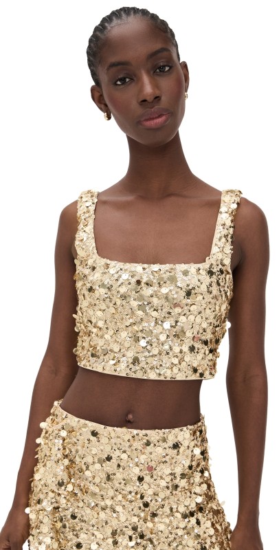 Show Me Your Mumu Mixer Top Gold Metallic Sequins
