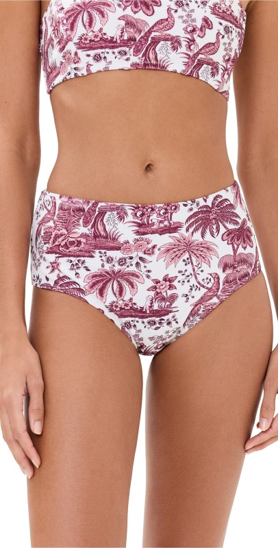 STAUD Devon High Rise Bikini Bottoms Bordeaux Toile