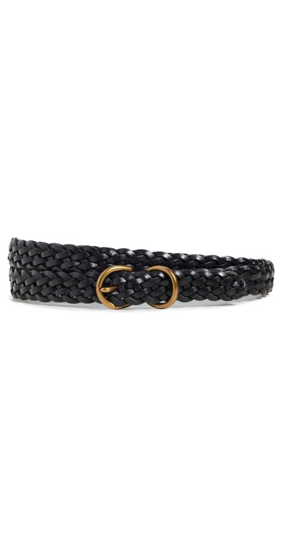 Polo Ralph Lauren 18mm Skinny Vachetta Braided Belt Black