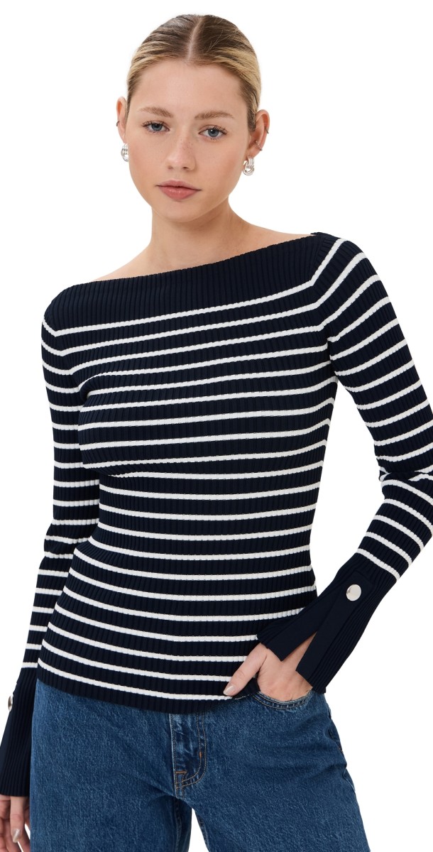 A. L.C. Anya Top Dark Sapphire/White