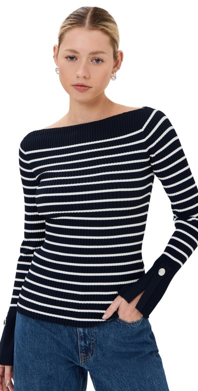 A. L.C. Anya Top Dark Sapphire/White