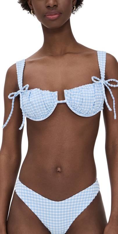 Montce Petal Bikini Top Peri Micro Gingham