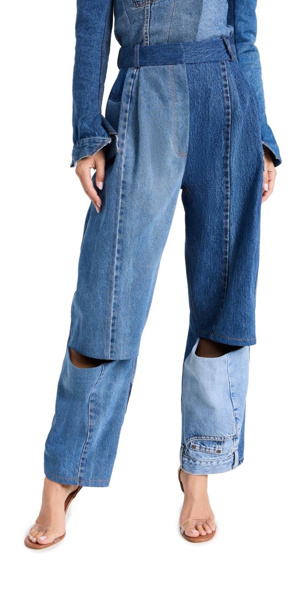 A. W.A. K.E. MODE Upcycled Denim Pants Blue Denim