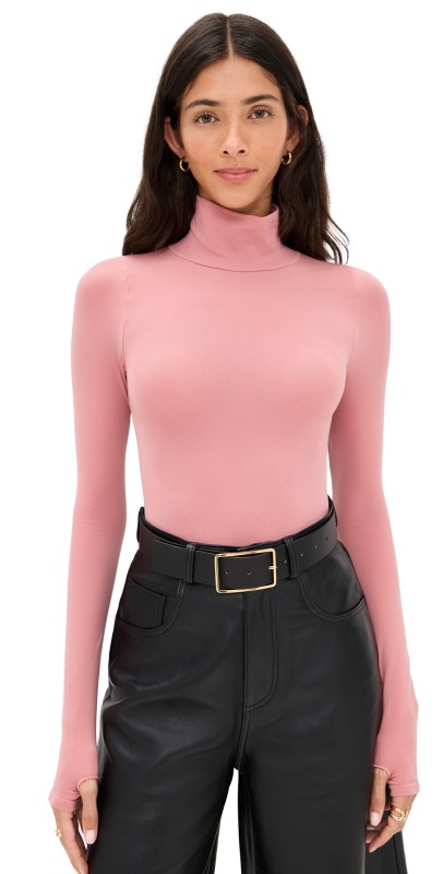 Commando Ballet Turtleneck Bodysuit With Thumbholes Vintage Pink