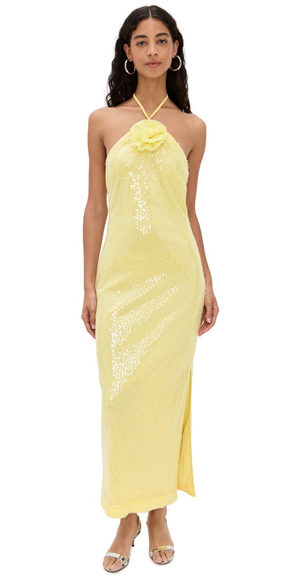 endless rose Rose Haltered Sequins Maxi Dress Butter