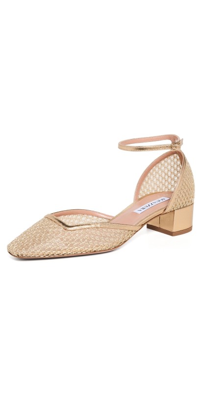 Aquazzura Asha Mesh Pumps 35 Light Gold