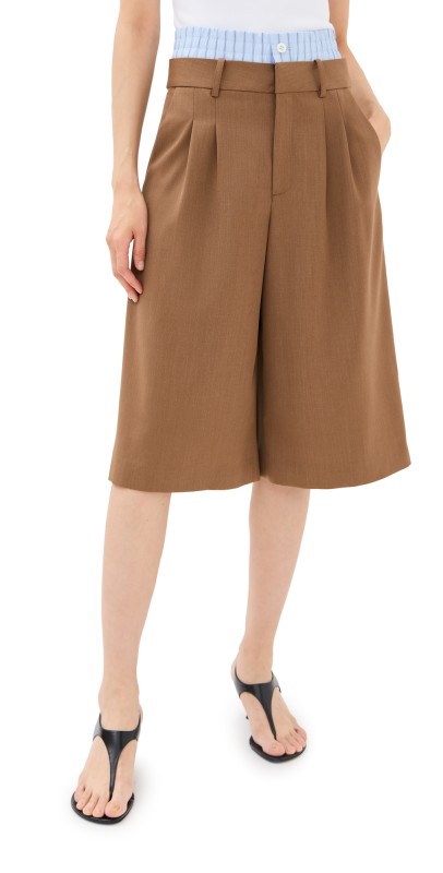 Monse Jumbo Fit Double Waistband Shorts Beige
