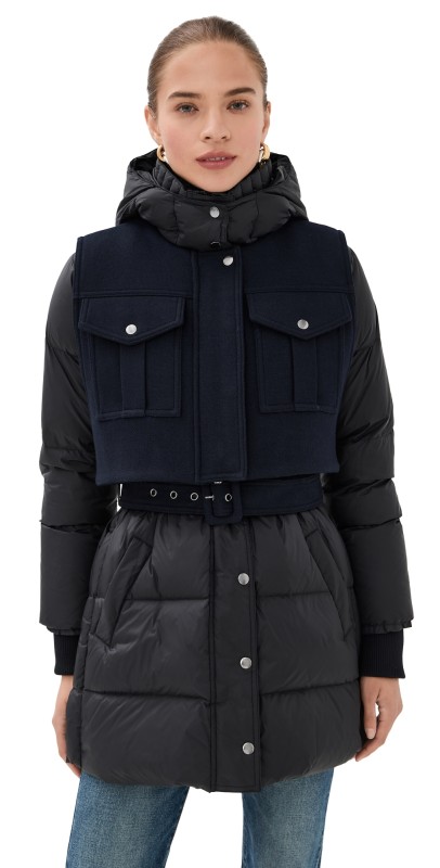 Veronica Beard Jarvis Down Puffer Coat Black