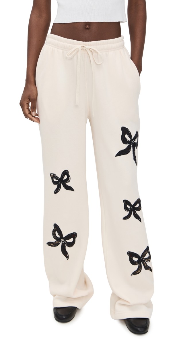 LoveShackFancy Elma Sweatpants Cream