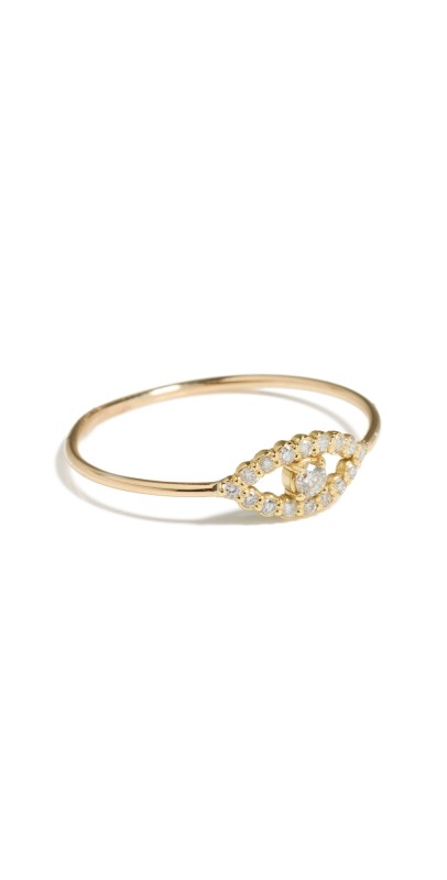 Jennifer Meyer Jewelry Mini Open Evil Eye Ring 18K Yellow Gold