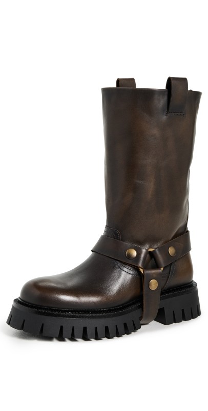 Golden Goose Kurt Chunky Sole Distressed Boots Dark Brown/Beige