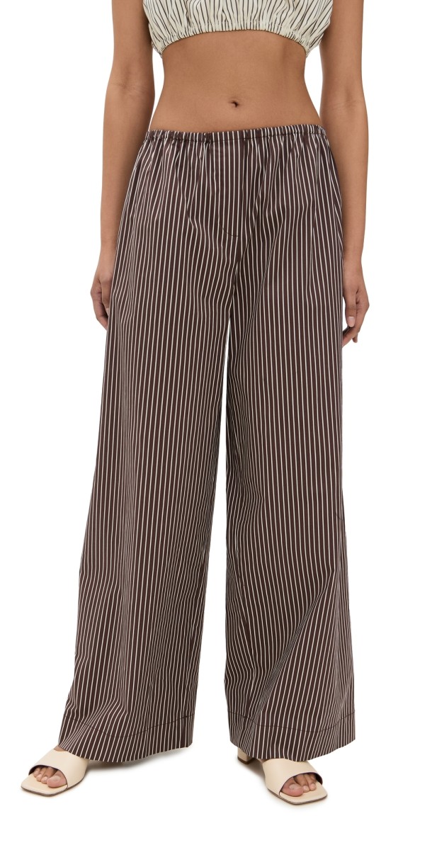 STAUD Bonfire Pants Dark Oak Micro Stripe