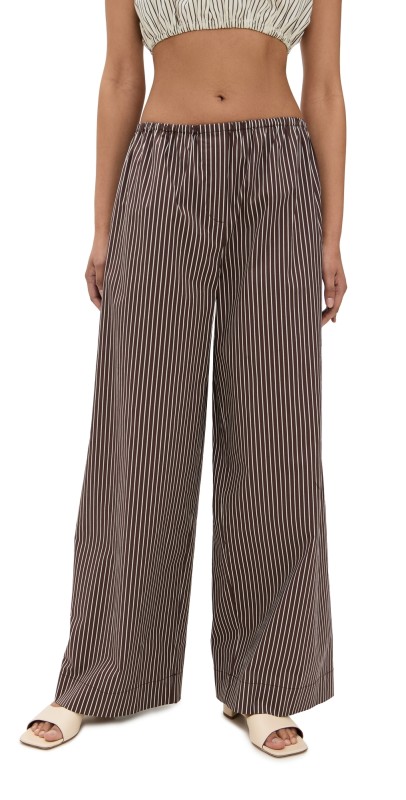 STAUD Bonfire Pants Dark Oak Micro Stripe