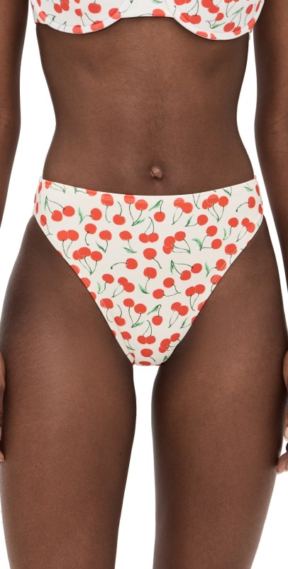 Good American Cherry Good Waist Cheeky Bikini Bottoms Snow Cherries