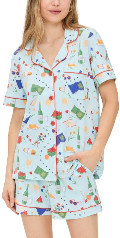 BedHead PJs Cotton Knit Short Sleeve Short PJ Set Garden Grazing