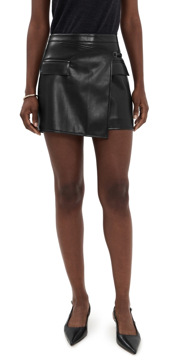 PAIGE Isca Faux Leather Skirt Black