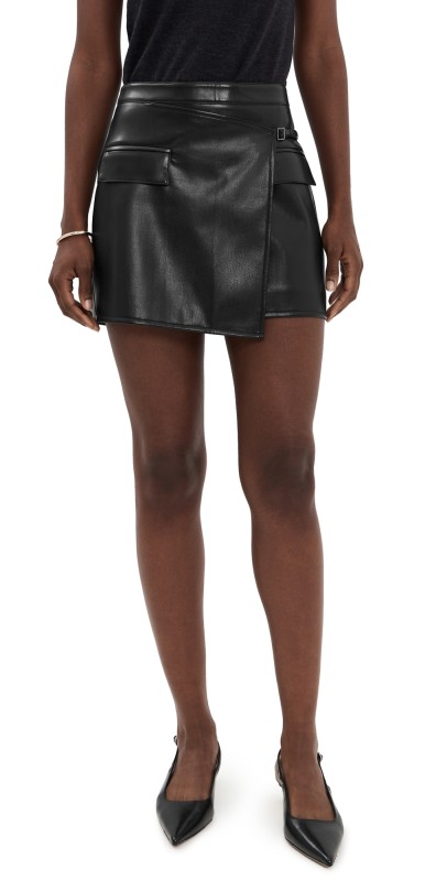 PAIGE Isca Faux Leather Skirt Black