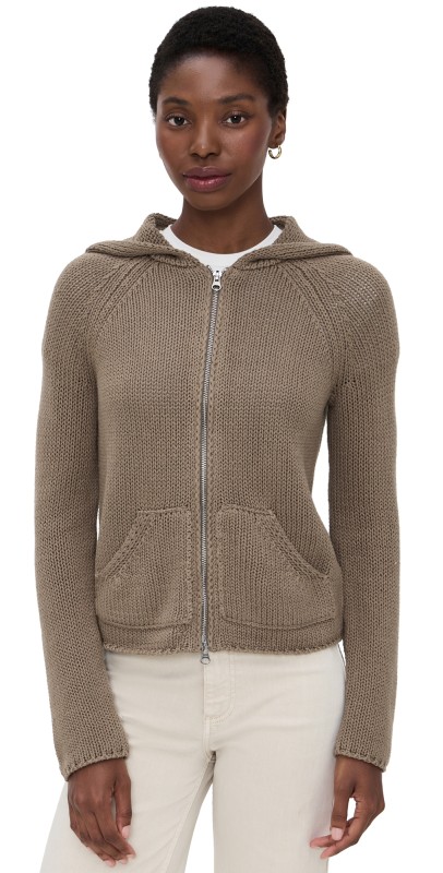 Still Here Bear Zip Up Sweatshirt Light Brown