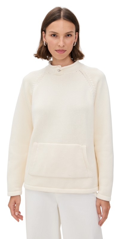 Still Here Snap Collar Sweater in Stone Stone