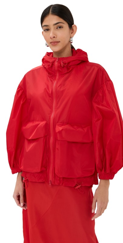 Simone Rocha Cargo Flap Pocket Puff Sleeve Drawstring Jacket Red