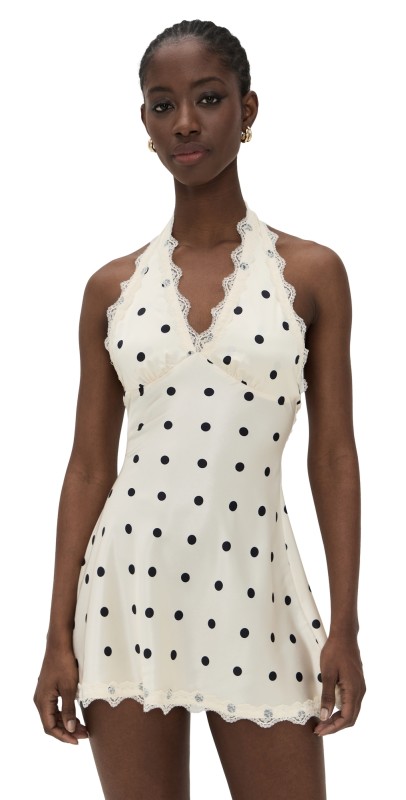 Lioness Stars Align Mini Dress Cream Polka
