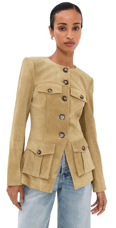 Veronica Beard Cargo Orrin Jacket Desert Khaki