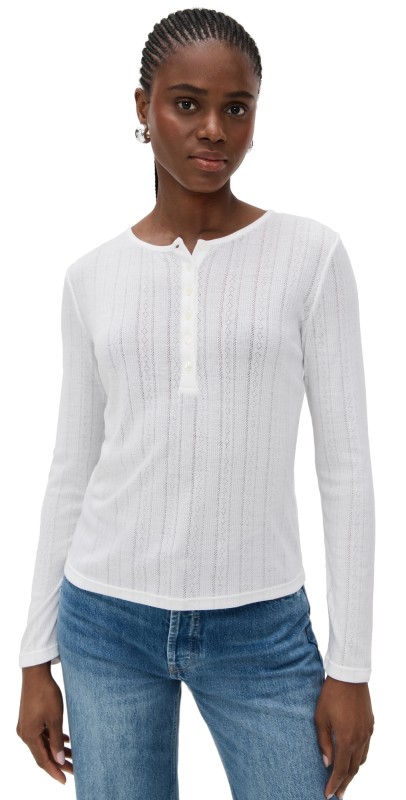 ANINE BING Pia Long Sleeve Tee Off White