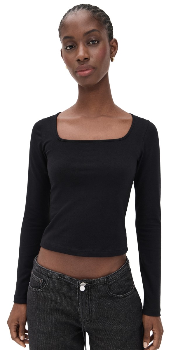 perfectwhitetee Maeve 90's Jersey Top True Black