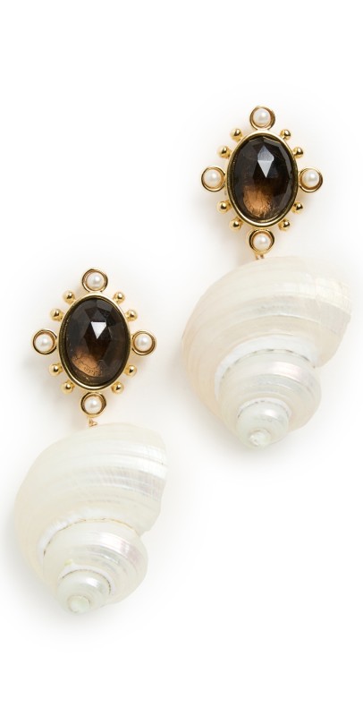 Brinker + Eliza Adella Earrings Smoky Quartz/Shell