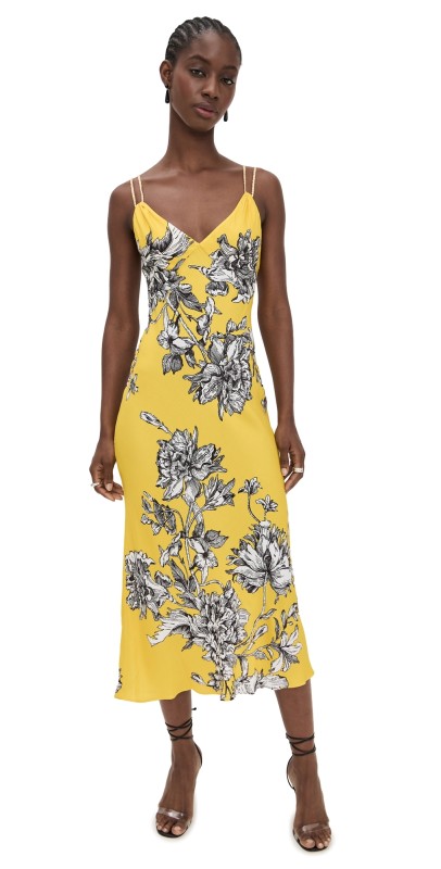 alice + olivia Kiro Midi Dress Blooming Wild Golden Hour