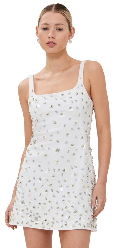 SIMKHAI Ziva Sleeveless Embellished Mini Dress Ivory