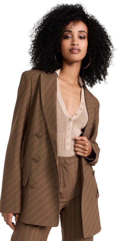 BARDOT Pinstripe Classic Blazer Chestnut Stripe