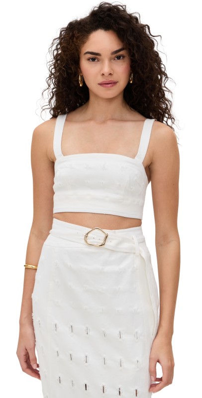 AMUR Gabi Textured Twill Top Sea Salt