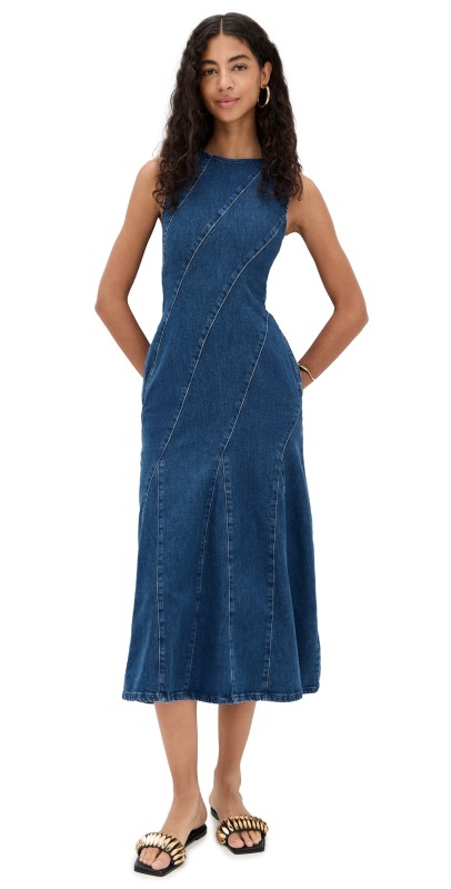 ALIGNE Raven Denim Midi Dress Mid Blue