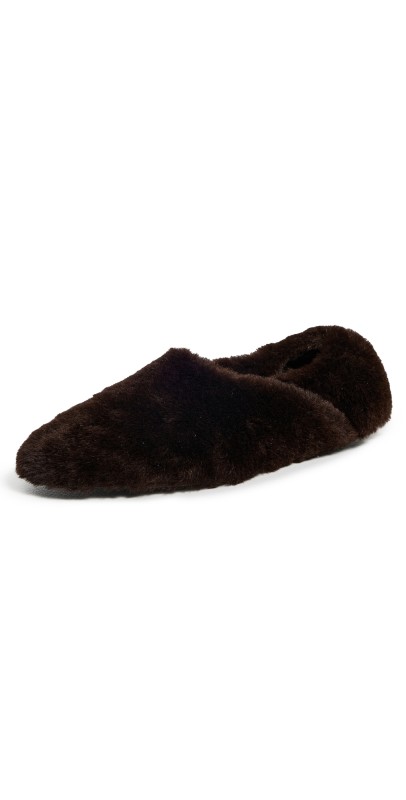 Proenza Schouler Ruched Tee Slippers In Shearling Chocolate