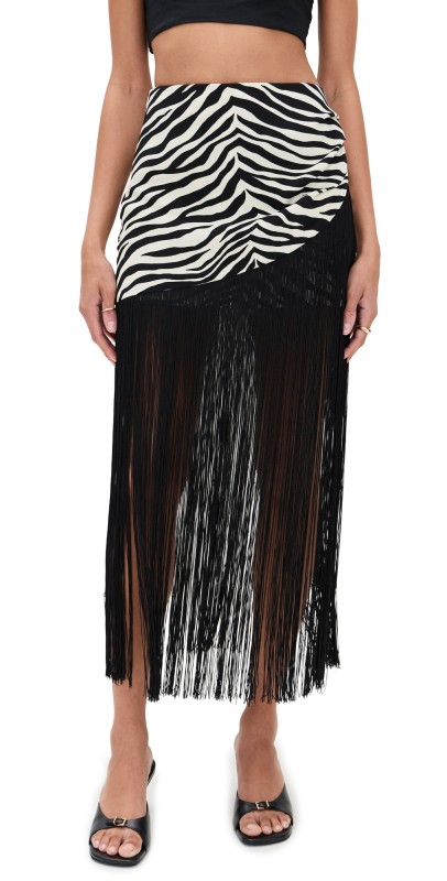 SIMONMILLER Ipanema Fringe Skirt Zebra Print