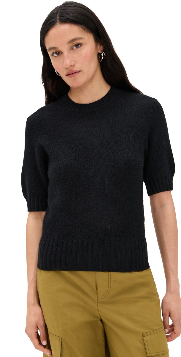 White + Warren Cashmere T-Shirt Sweater Black